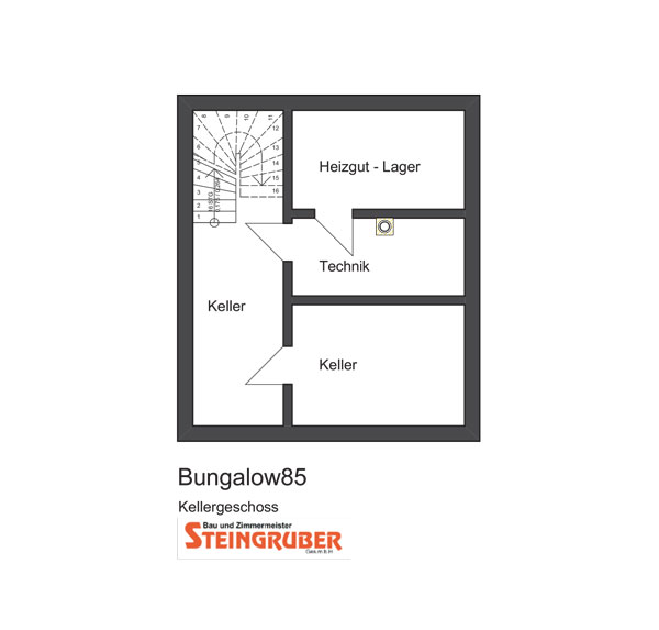 Grundriss von Bungalow mit 85m² Nutzfläche